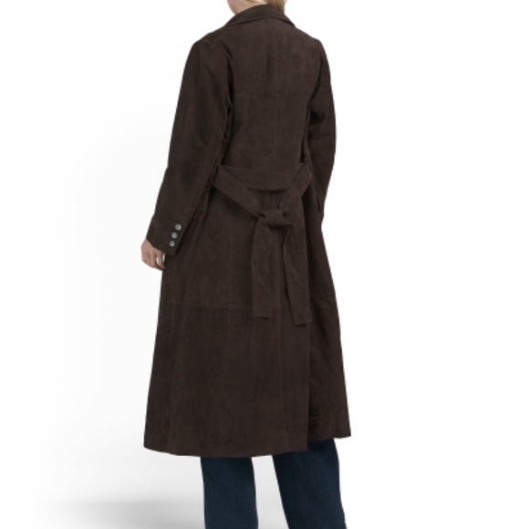 REBECCA MINKOFF Suede Long Trench Coat - Picture 2 of 5